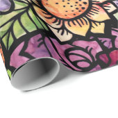 Papier Cadeau Flore Bouquet Fleur de printemps (Coin rond)