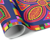 Papier Cadeau Flore de Kuna Indian Mola (Coin rond)