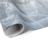 Papier Cadeau Flore de pavot | Superbe Fleur bleue Dusty Hued (Coin rond)