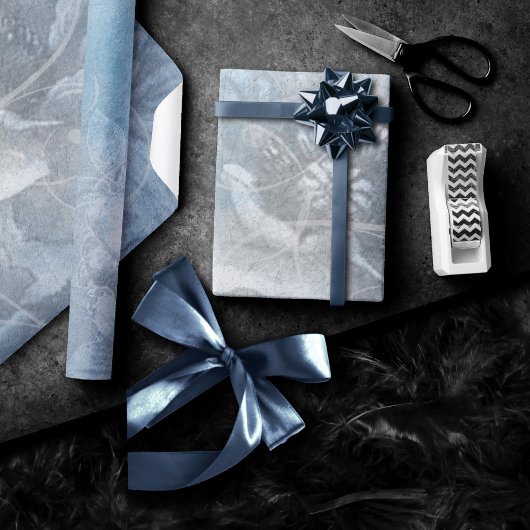 Papier Cadeau Flore de pavot | Superbe Fleur bleue Dusty Hued