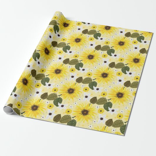 Papier Cadeau Flore de tournesol (Déroulé)