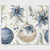 Papier Cadeau Flore d'inspiration Vintage bleue (Plat)