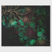 Papier Cadeau Flore dorée et verte (Plat)