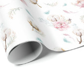 Papier Cadeau Flore et coton délicieux (Coin rond)