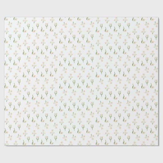 Papier Cadeau Flore Fleur sauvage rétro simple (Plat)