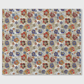 Papier Cadeau Flore métallique 3D aux couleurs or et gras (Plat)