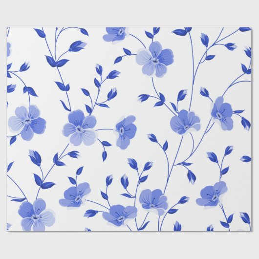 Papier Cadeau Flore moderne Sky Blue Daisy (Plat)