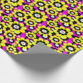 Papier Cadeau Flore néon brillant motif crammson et flux jaune (Coin)