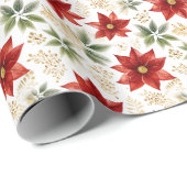 Papier Cadeau Flore Poinsettia (Coin rond)
