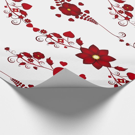 Papier Cadeau Flore rouge