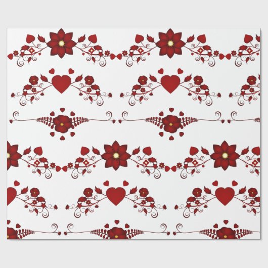 Papier Cadeau Flore rouge (Plat)