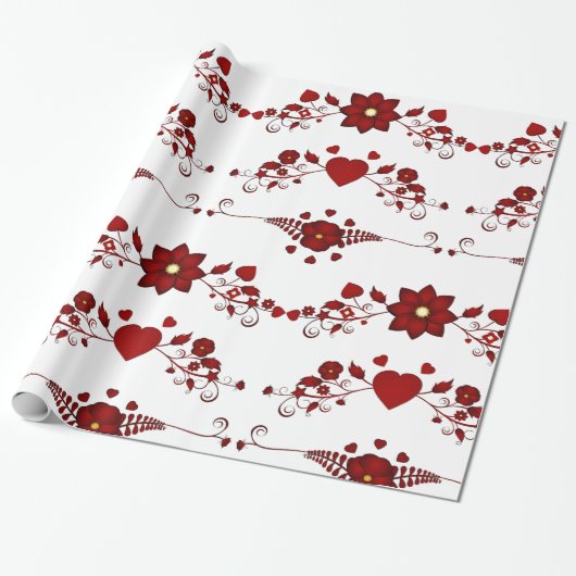 Papier Cadeau Flore rouge (Déroulé)