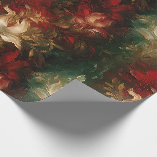 Papier Cadeau Flore rouge blanc vert (Coin)