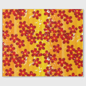 Papier Cadeau Flore rouge orange rétro (Plat)
