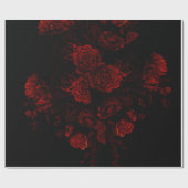 Papier Cadeau Flore rouge profond Élégant Mariage gothique (Plat)