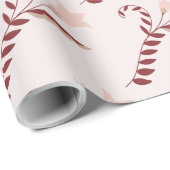 Papier Cadeau Flore scandinave rouge et blanche (Coin rond)