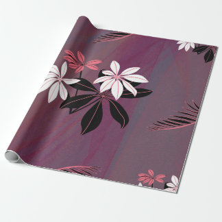Papier Cadeau Flore tropicale rose blanche et noire