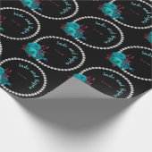Papier Cadeau Flore Turquoise et Mauve Elegant Rhinestone (Coin)
