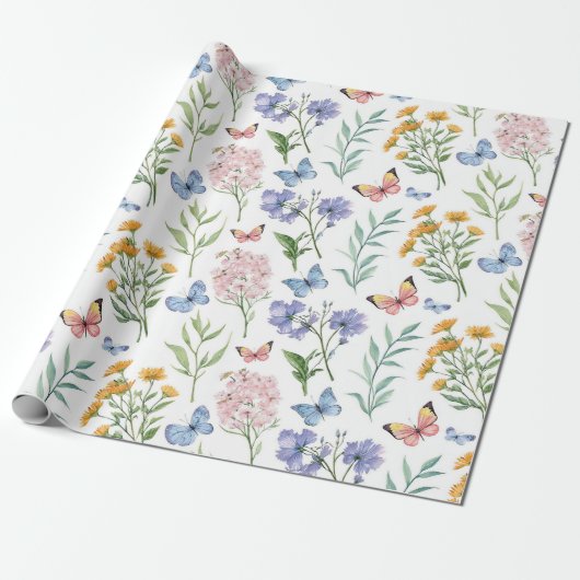 Papier Cadeau Flore végétale minimaliste fleur sauvage (Déroulé)
