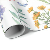 Papier Cadeau Flore végétale minimaliste fleur sauvage (Coin rond)