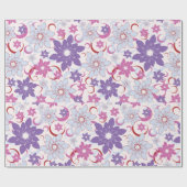 Papier Cadeau Flore Vibrante Motif Floral Purple Rose Fleurs Ble (Plat)