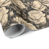 Papier Cadeau Flore Vintage de teintes douces (Coin rond)