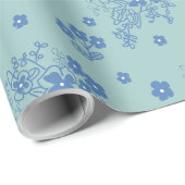 Papier Cadeau Flores azules (Coin rond)
