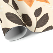 Papier Cadeau Flores d'automne dorées (Coin rond)