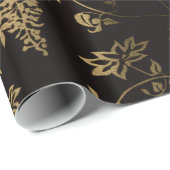 Papier Cadeau Flores d'or (Coin rond)