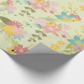 Papier Cadeau Flores vert rose jaune (Coin)
