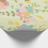 Papier Cadeau Flores vert rose jaune (Coin)