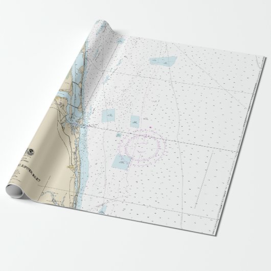 Papier Cadeau 🌊 ⚓ Floride Authentic Carte Nautique (Déroulé)