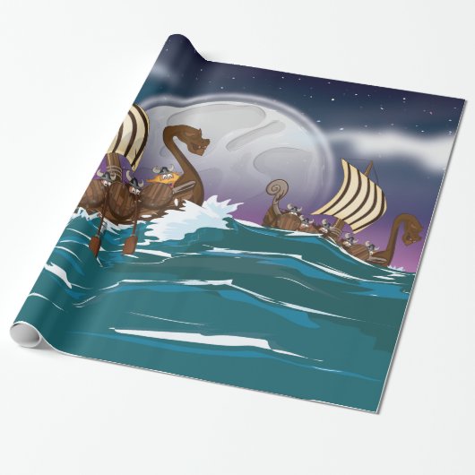 Papier Cadeau Flotte d'invasion Viking (Déroulé)