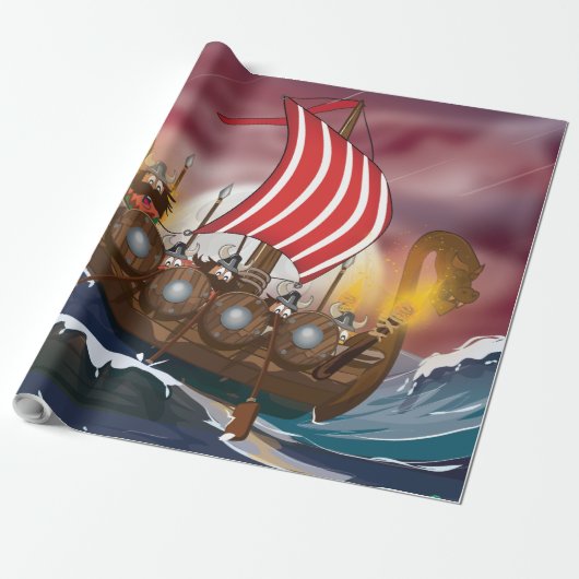 Papier Cadeau Flotte d'invasion Viking (Déroulé)