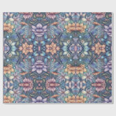 Papier Cadeau FLower Damask Blue Gold (Plat)