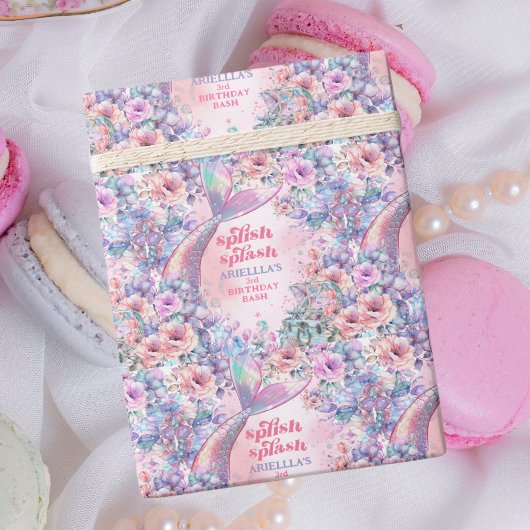 Papier Cadeau Flower Glitter Mermaid Tail 3rd Birthday