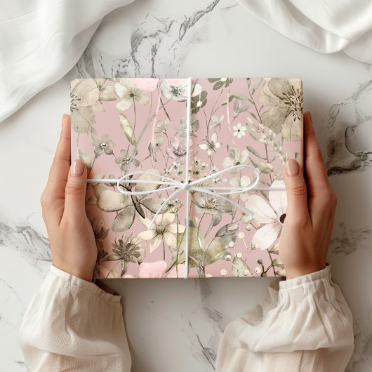 Papier Cadeau Flower paradise pale chestnut pink romance