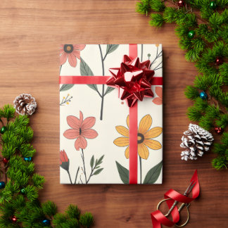 Papier Cadeau Flower Pattern Wrapping Paper | Elegant Floral Gif