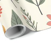 Papier Cadeau Flower Pattern Wrapping Paper | Elegant Floral Gif (Coin rond)