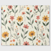 Papier Cadeau Flower Pattern Wrapping Paper | Elegant Floral Gif (Plat)