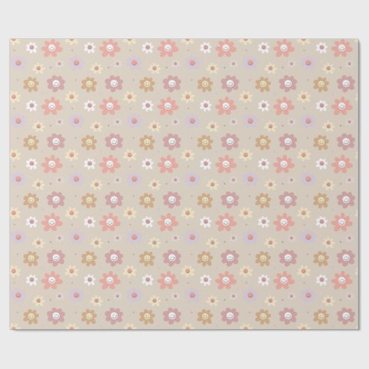 Papier Cadeau Flower Smiley Wrapping Paper (Plat)