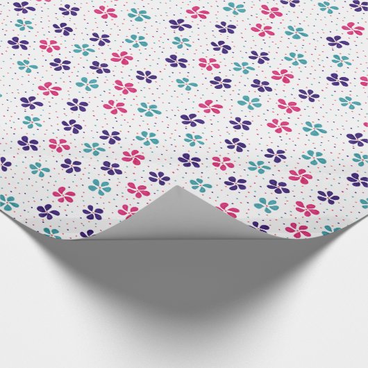 Papier Cadeau Flowers and Dots Floral Pattern (Coin)