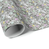 Papier Cadeau Fluffy Pastel Black and White Rock Texture (Coin rond)