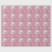 Papier Cadeau Fluffy White Love Kitten (Plat)