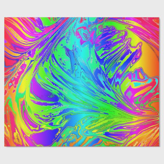 Papier Cadeau Fluide Arc-en-ciel Abstraits de peinture (Plat)