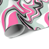 Papier Cadeau Fluide noir et rose Abstrait (Coin rond)