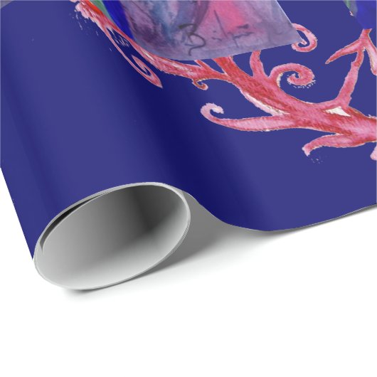 Papier Cadeau FLUTISTE EN BLEU / Soirée Carnaval vénitien (Coin rond)