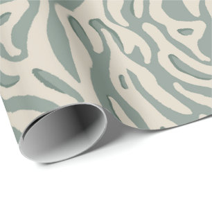Papier Cadeau Flux bohémien géométrique organique vert sauge