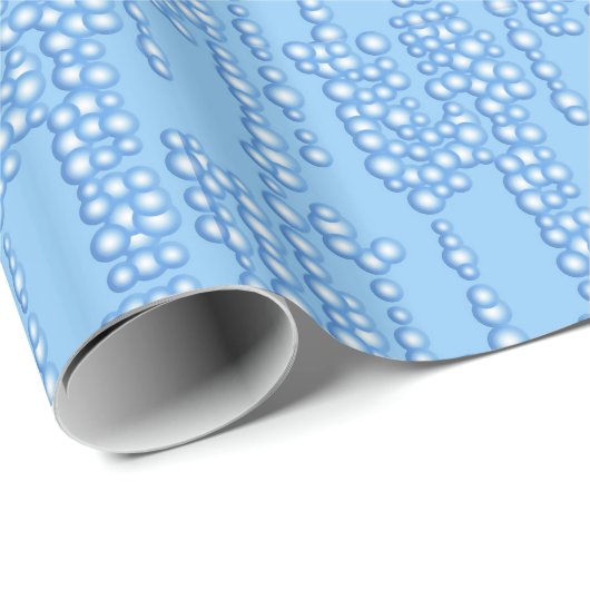 Papier Cadeau Flux de bulles, tons bleu clair (Coin rond)