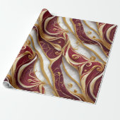 Papier Cadeau Flux de marbre or et bordeaux (Déroulé)